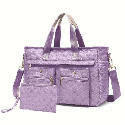 Laptop Bag – 2-Piece, Nylon, Quilted, for Travel & Work – front view