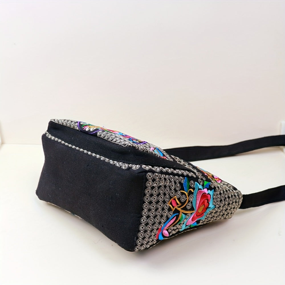 Laptop Bag – Adjustable Strap, Embroidered Floral Retro Bohemian Adjustable – detail view 20