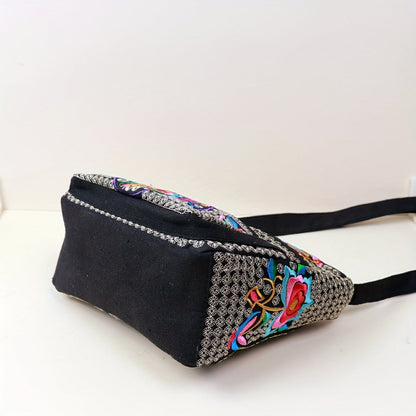 Laptop Bag – Adjustable Strap, Embroidered Floral Retro Bohemian Adjustable – detail view 20