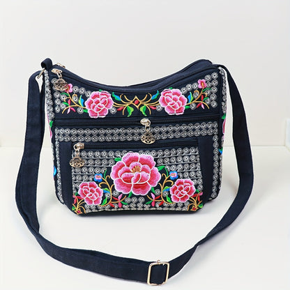 Laptop Bag – Adjustable Strap, Embroidered Floral Retro Bohemian Adjustable – alternate view