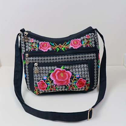 Laptop Bag – Adjustable Strap, Embroidered Floral Retro Bohemian Adjustable – detail view 27