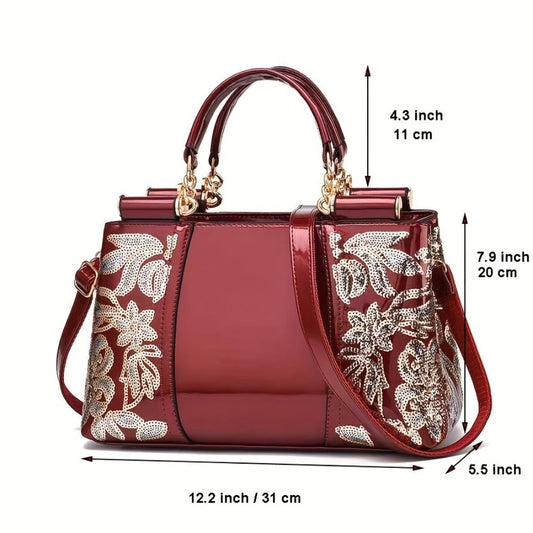Laptop Bag – Adjustable Strap, Embroidered Satchel Zipper Closure Adjustable – detail view 2