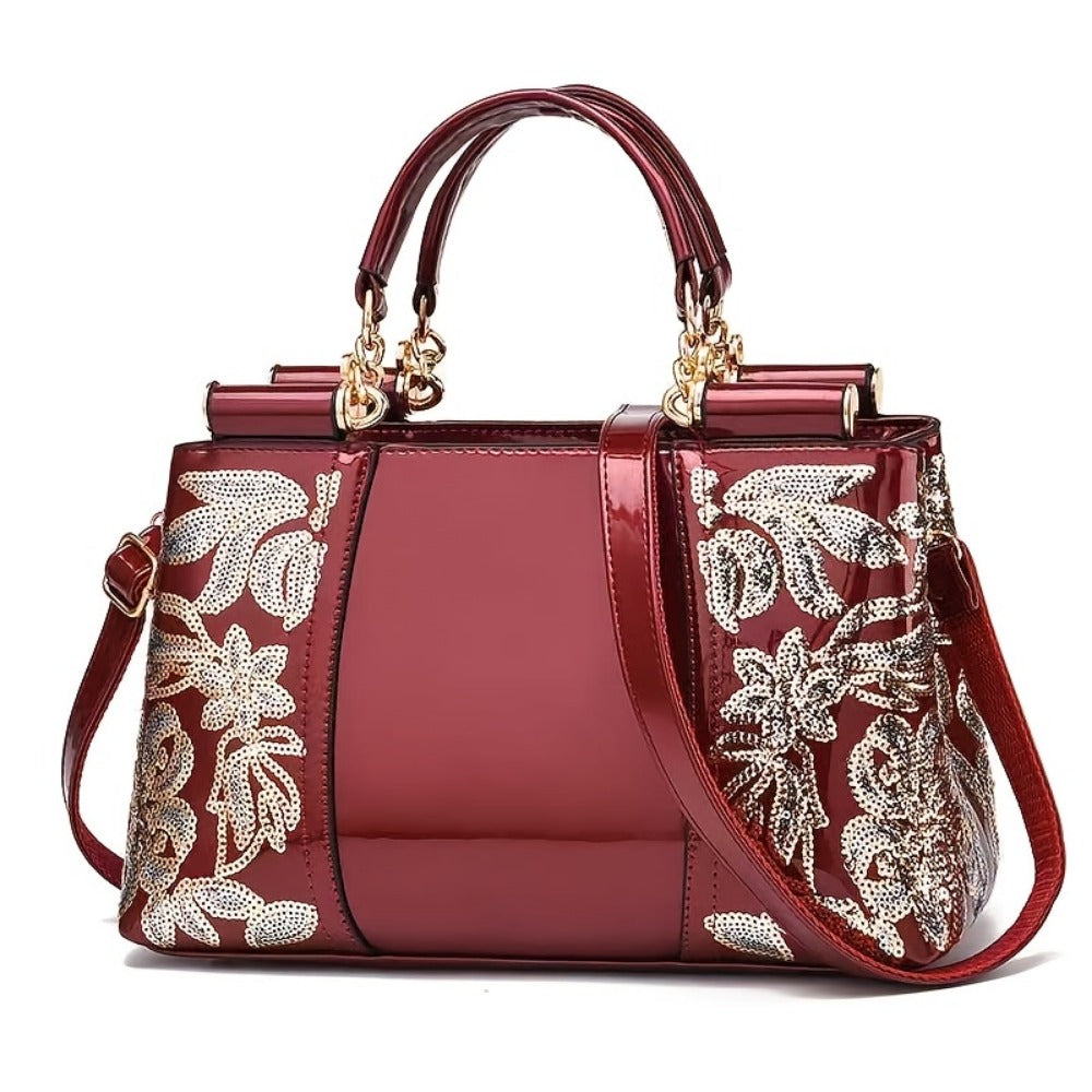 Laptop Bag – Adjustable Strap, Embroidered Satchel Zipper Closure Adjustable – front view
