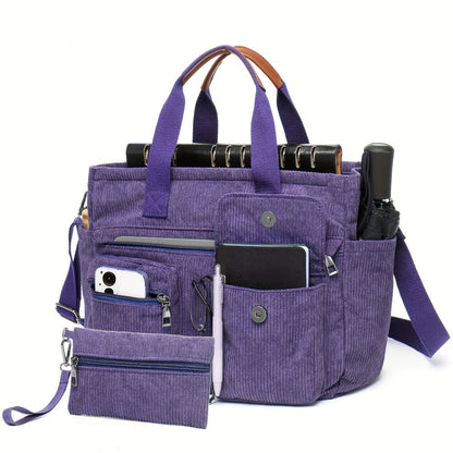 Laptop Bag – Corduroy, Polyester, Adjustable Strap, for Travel & Work – detail view 14
