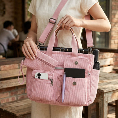 Laptop Bag – Corduroy, Polyester, Adjustable Strap, for Travel & Work – detail view 15