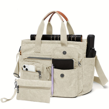 Laptop Bag – Corduroy, Polyester, Adjustable Strap, for Travel & Work – detail view 16