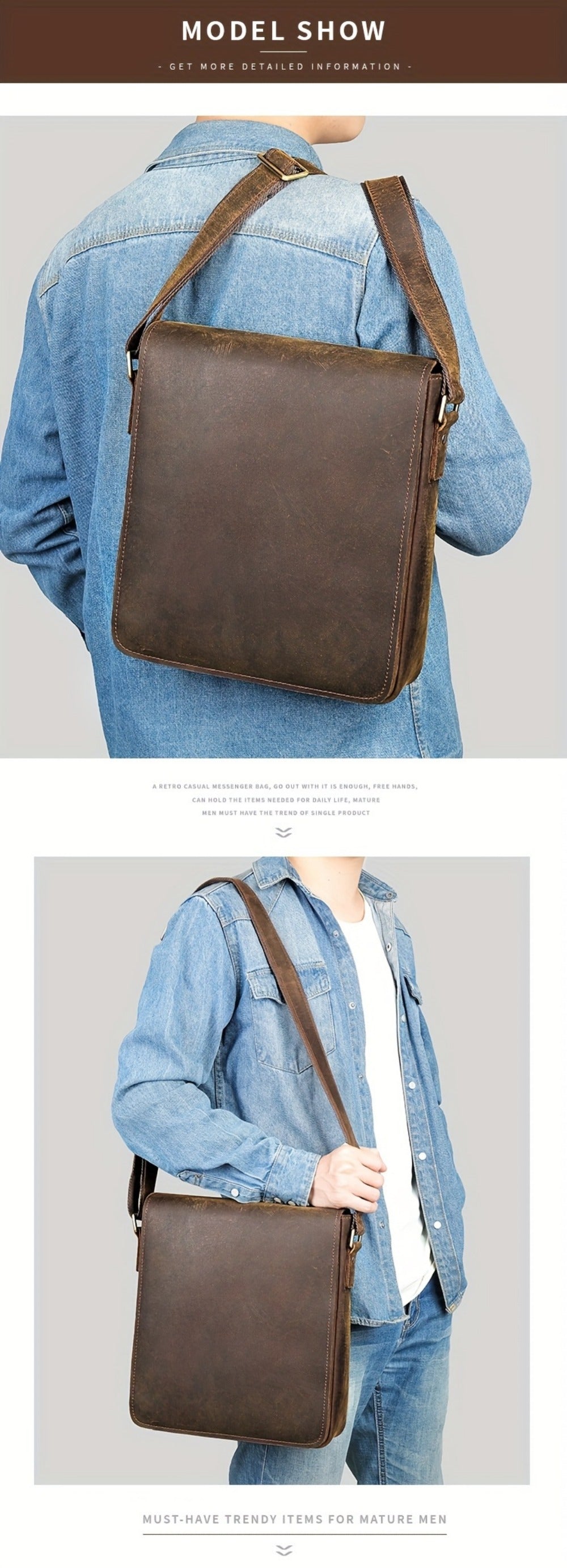 Laptop Bag – Genuine Leather, for Travel & Work – detail view 13