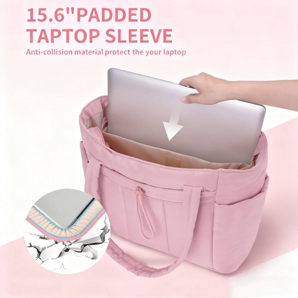 Laptop Bag – 10 Colors, Quilted, Trolley Sleeve, for Travel & Work – detail view 12