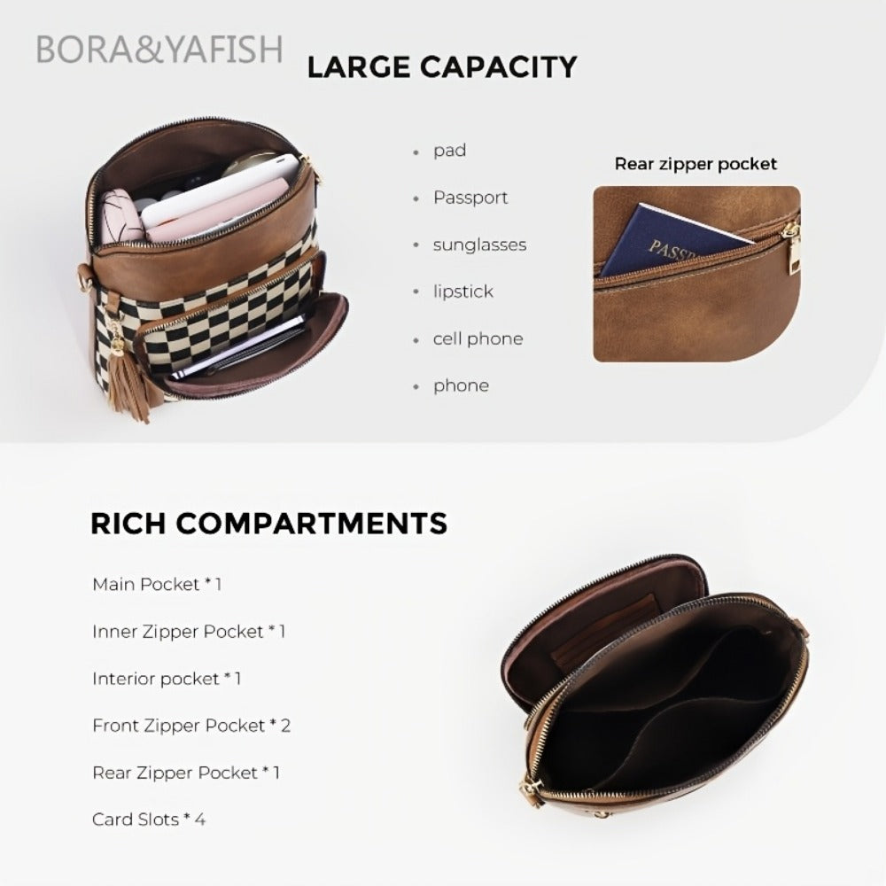 Laptop Bag – for Travel & Everyday Use, Checkerboard Zipper Messenger Color Block – detail view 11