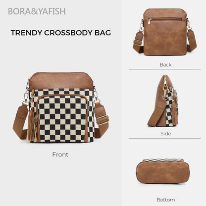 Laptop Bag – for Travel & Everyday Use, Checkerboard Zipper Messenger Color Block – detail view 4