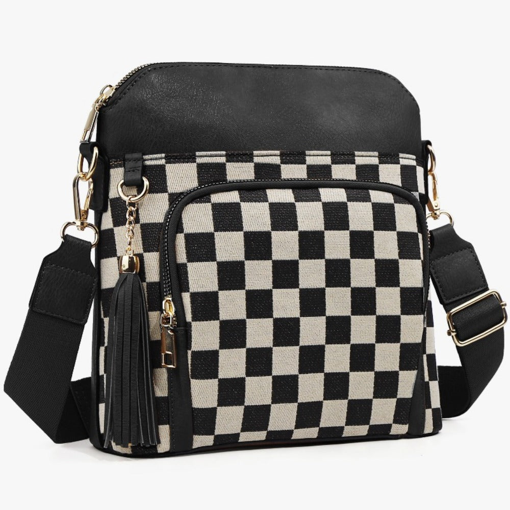 Laptop Bag – for Travel & Everyday Use, Checkerboard Zipper Messenger Color Block – detail view 5