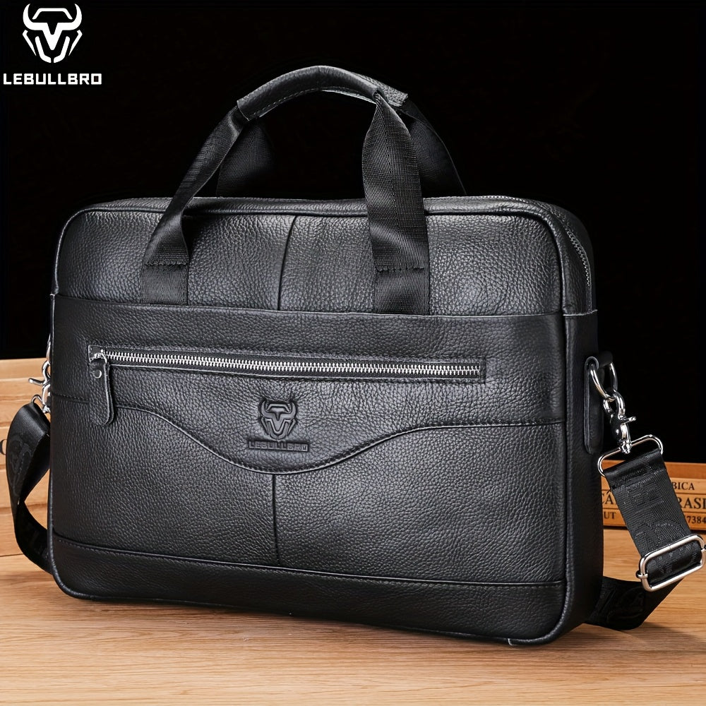 Laptop Bag – for Travel & Work, Genuine Cowhide Leather Executive Briefcase – alternate view