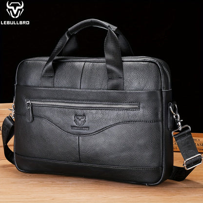 Laptop Bag – for Travel & Work, Genuine Cowhide Leather Executive Briefcase – alternate view