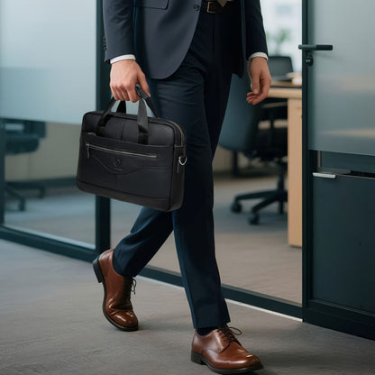 Laptop Bag – for Travel & Work, Genuine Cowhide Leather Executive Briefcase – detail view 12