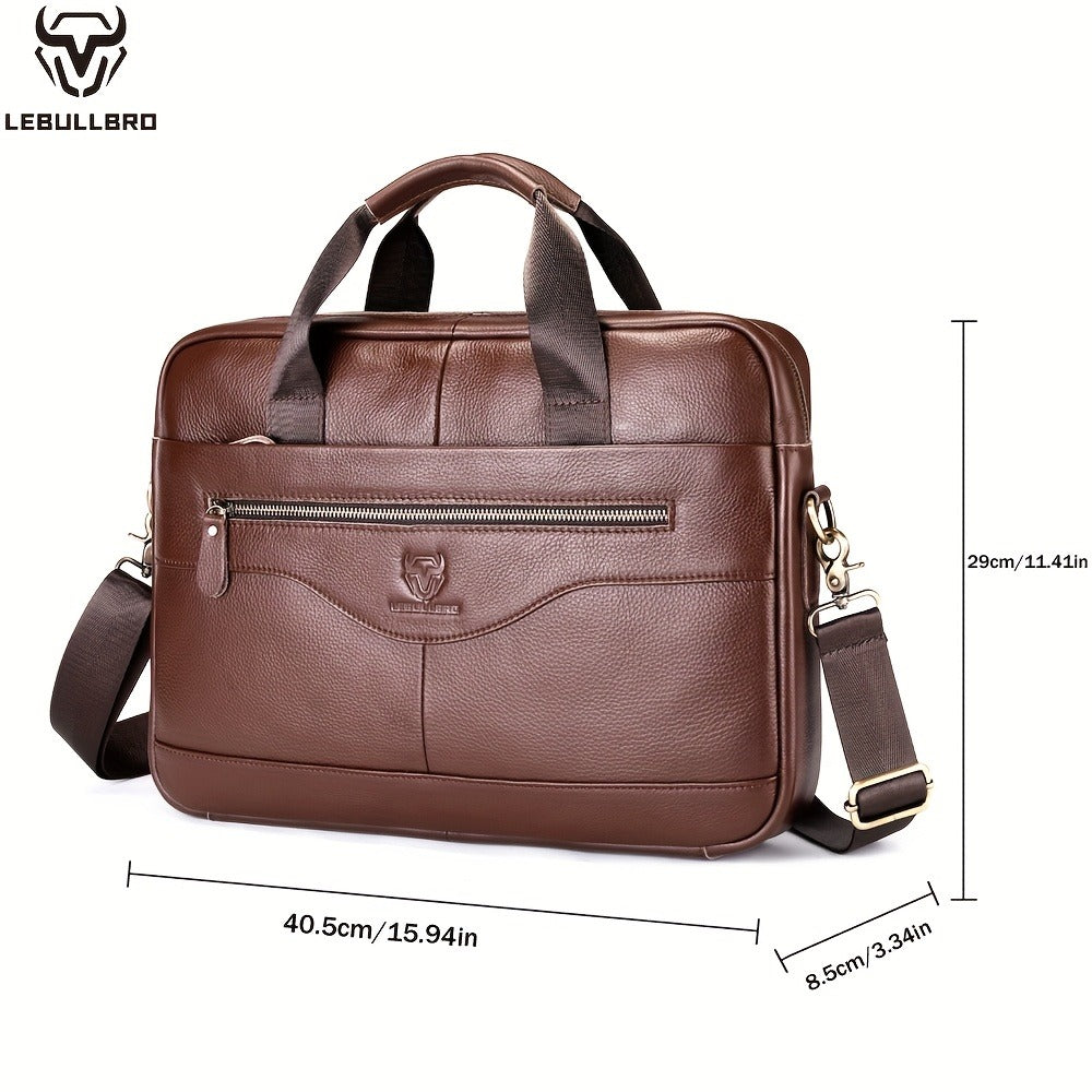 Laptop Bag – for Travel & Work, Genuine Cowhide Leather Executive Briefcase – detail view 4