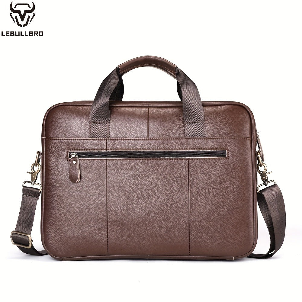 Laptop Bag – for Travel & Work, Genuine Cowhide Leather Executive Briefcase – detail view 6