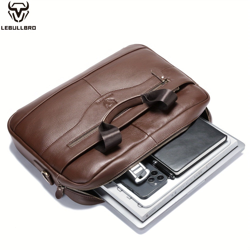 Laptop Bag – for Travel & Work, Genuine Cowhide Leather Executive Briefcase – detail view 8