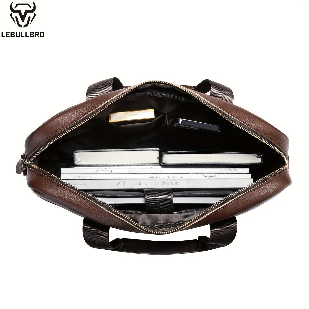 Laptop Bag – for Travel & Work, Genuine Cowhide Leather Executive Briefcase – detail view 9