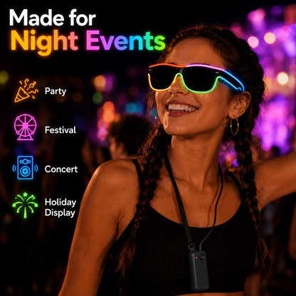 LED Light-Up Glasses, Adjustable EL Wire Eyewear for Festivals and Parties detail image - detail view 4
