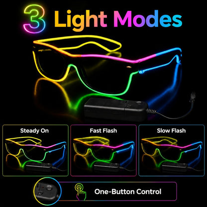 LED Light-Up Glasses, Adjustable EL Wire Eyewear for Festivals and Parties detail image - detail view 8