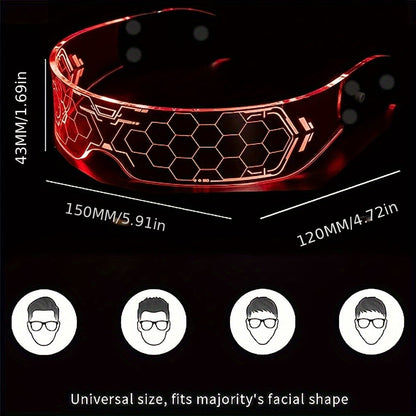 LED Party Glasses - Light Up 2 Pack Adults 7 Colors 4 Modes - Futuristic Honeycomb Visor Rave - product detail view 2