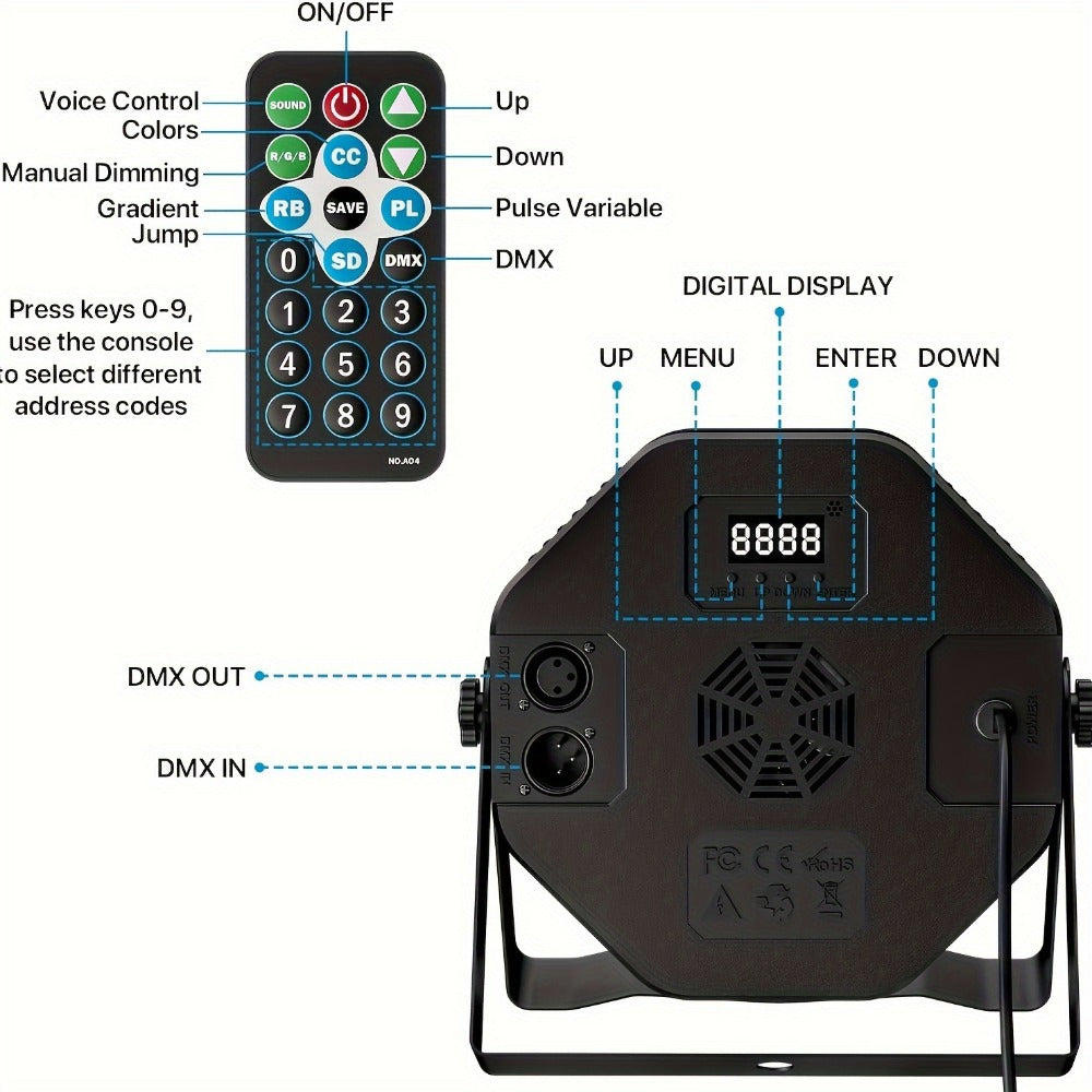 LED Stage Light, DMX Control, RGB, 20/12/10/8/6/4/2/1pc for Stage and Party Lighting detail image - detail view 22