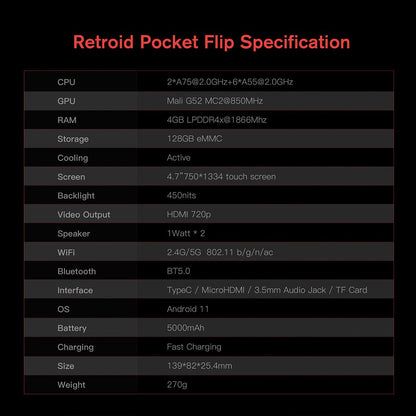 Handheld Game Console – Retroid Pocket Flip 2 Handheld Game Console – Flip AMOLED 5.5" Snapdragon 865 Android 13 Retro Emulator 8GB RAM…