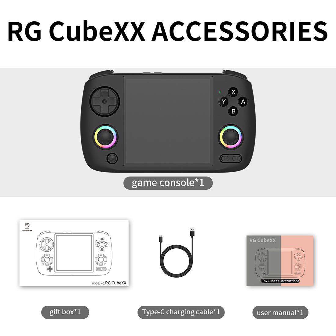 Anbernic RG CubeXX Retro Handheld Game Console - Unique Square 3.95" IPS 720x720 RGB Linux 30 Emulators 3800mAh Portable Gaming