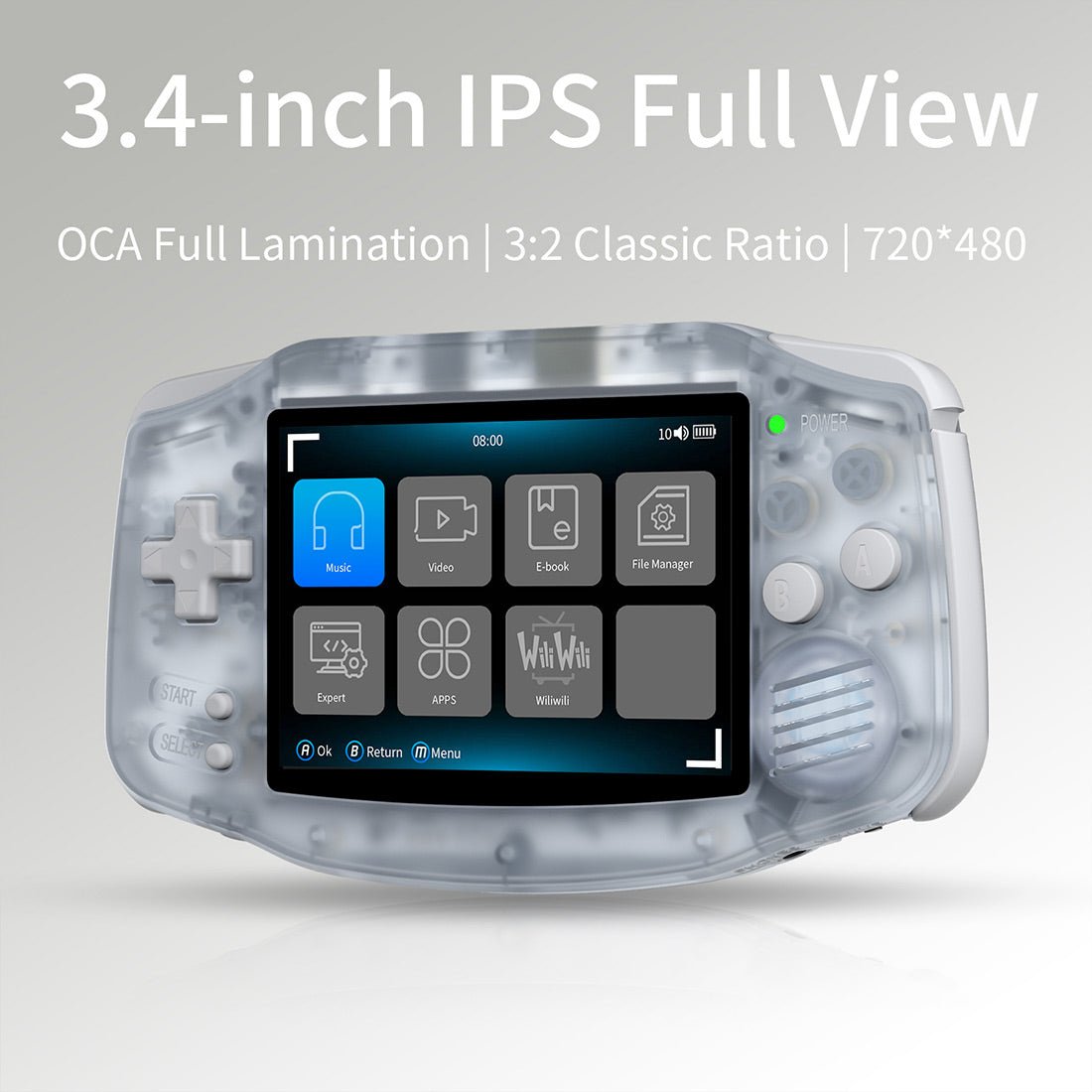 Handheld Game Console Anbernic RG34XX GBA-Style with 3.4-Inch IPS OCA Full-Lamination, 720x480, 3500mAh Battery, Linux, Mini HDMI
