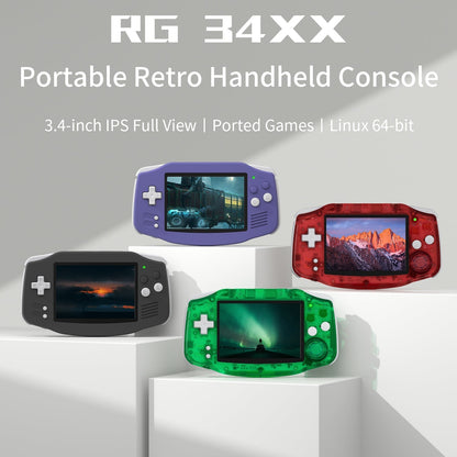 Handheld Game Console Anbernic RG34XX GBA-Style with 3.4-Inch IPS OCA Full-Lamination, 720x480, 3500mAh Battery, Linux, Mini HDMI