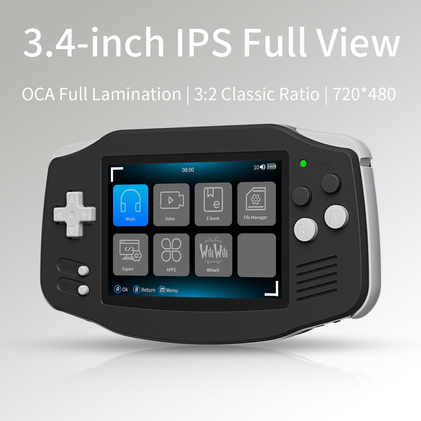 Handheld Game Console Anbernic RG34XX GBA-Style with 3.4-Inch IPS OCA Full-Lamination, 720x480, 3500mAh Battery, Linux, Mini HDMI