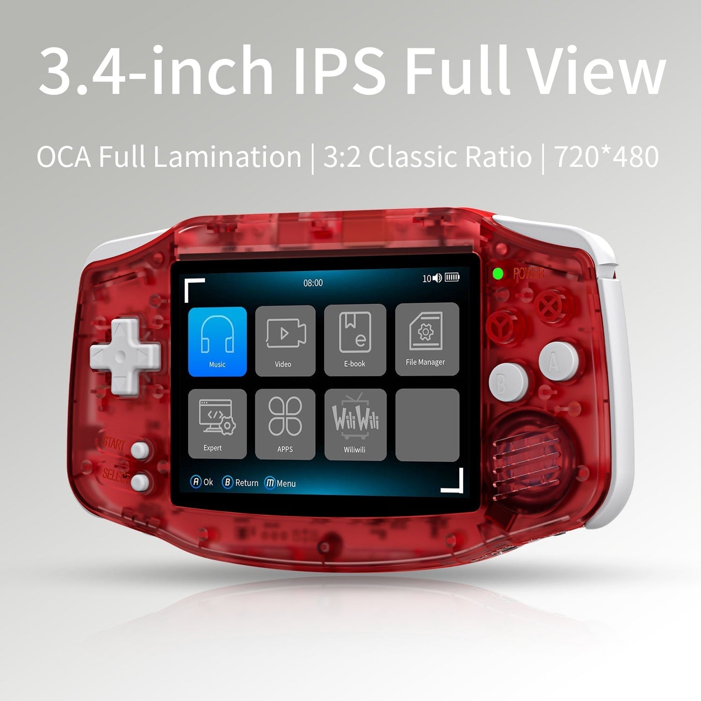 Handheld Game Console Anbernic RG34XX GBA-Style with 3.4-Inch IPS OCA Full-Lamination, 720x480, 3500mAh Battery, Linux, Mini HDMI