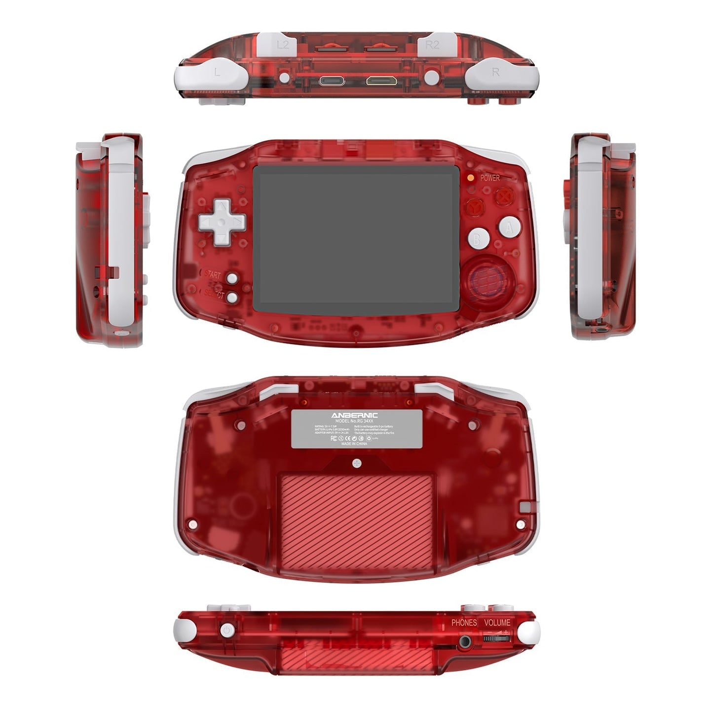 Handheld Game Console Anbernic RG34XX GBA-Style with 3.4-Inch IPS OCA Full-Lamination, 720x480, 3500mAh Battery, Linux, Mini HDMI