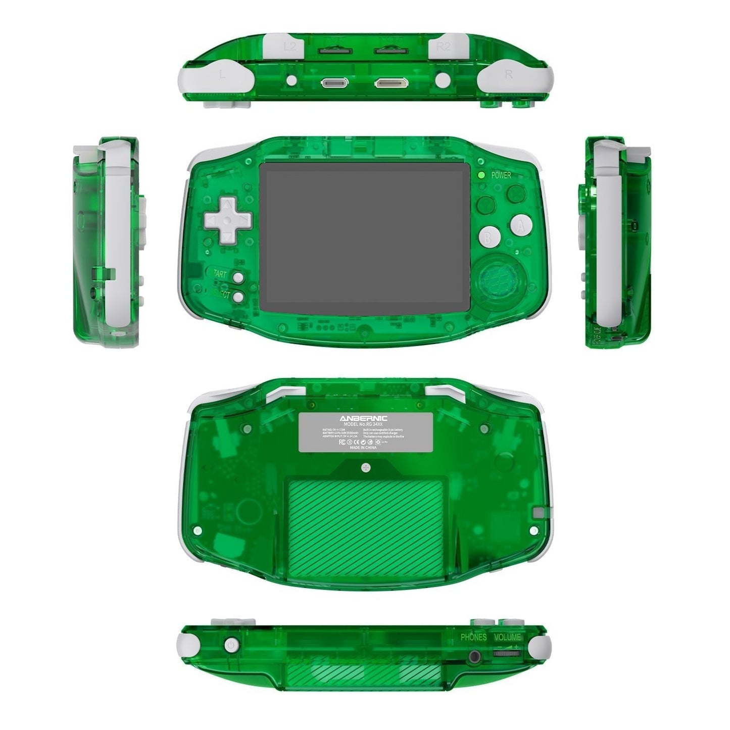 Handheld Game Console Anbernic RG34XX GBA-Style with 3.4-Inch IPS OCA Full-Lamination, 720x480, 3500mAh Battery, Linux, Mini HDMI