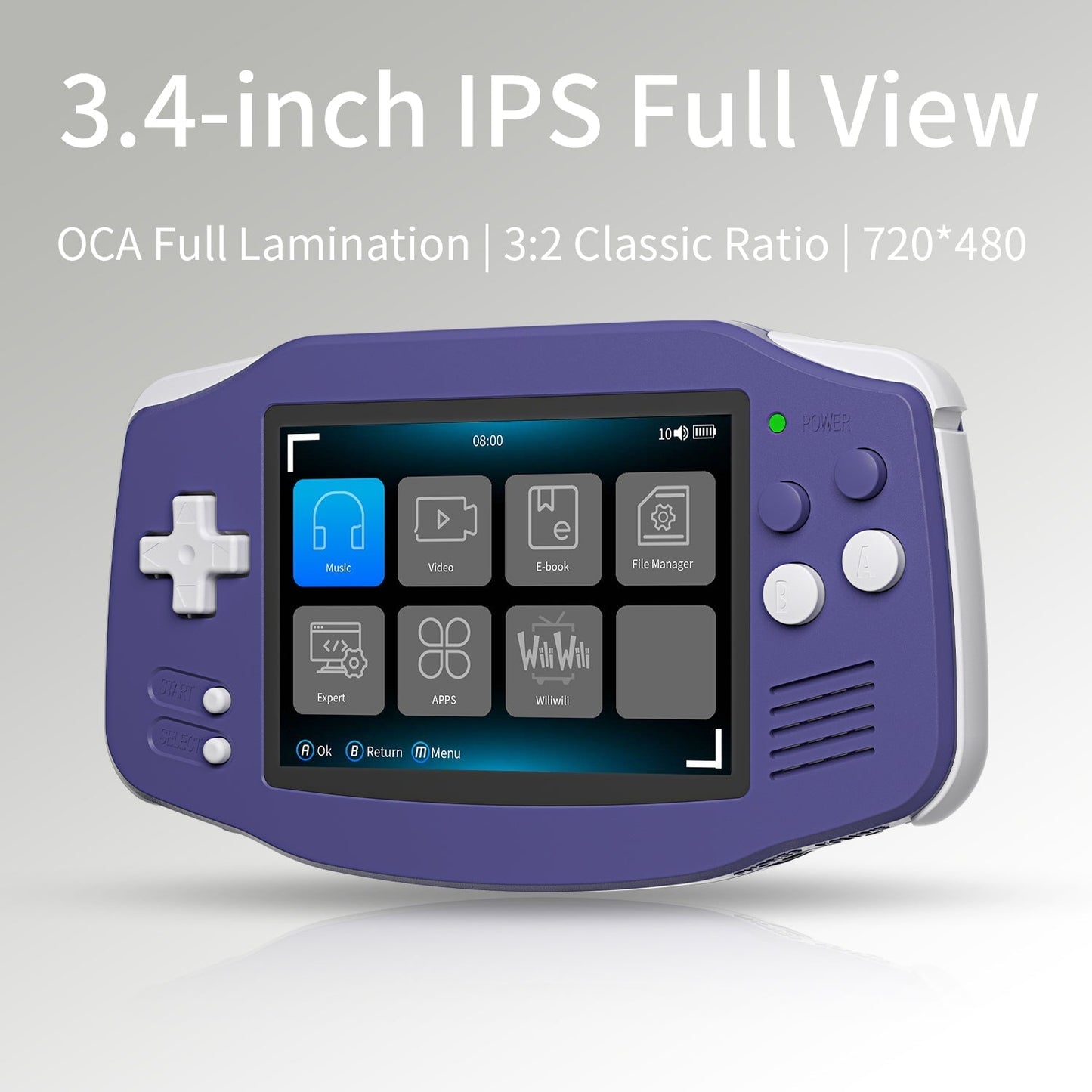 Handheld Game Console Anbernic RG34XX GBA-Style with 3.4-Inch IPS OCA Full-Lamination, 720x480, 3500mAh Battery, Linux, Mini HDMI