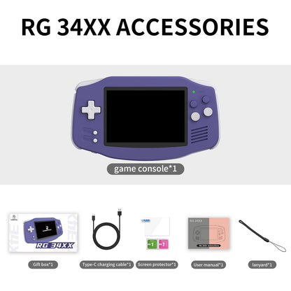 Handheld Game Console Anbernic RG34XX GBA-Style with 3.4-Inch IPS OCA Full-Lamination, 720x480, 3500mAh Battery, Linux, Mini HDMI