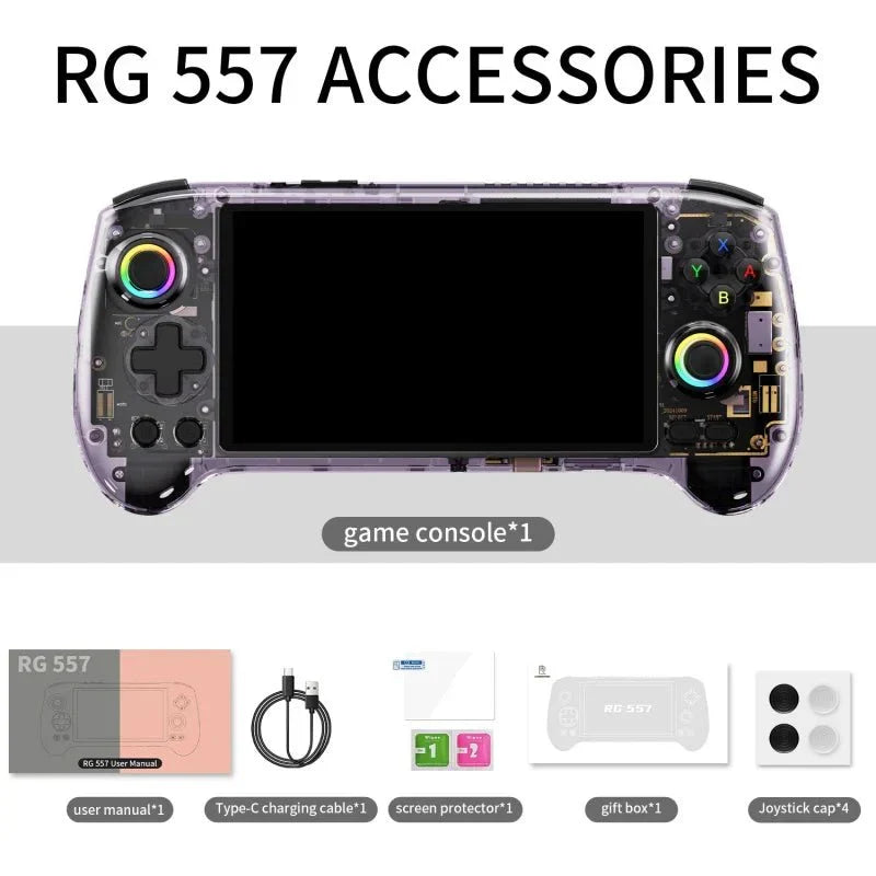 Handheld Game Console Anbernic RG557 with 5.48-Inch AMOLED, 1920x1080, OCA Full Lamination, 5500mAh Battery, Android 14