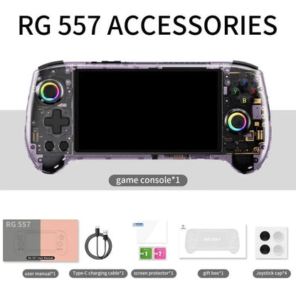 Handheld Game Console Anbernic RG557 with 5.48-Inch AMOLED, 1920x1080, OCA Full Lamination, 5500mAh Battery, Android 14