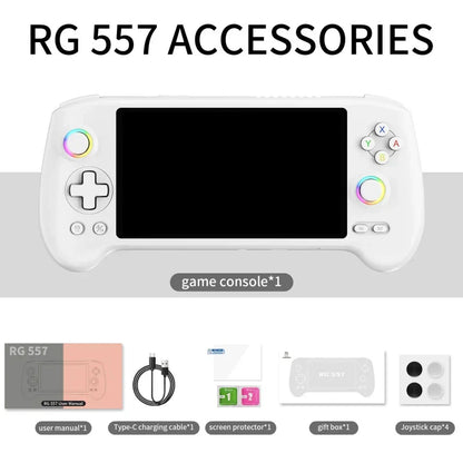 Handheld Game Console Anbernic RG557 with 5.48-Inch AMOLED, 1920x1080, OCA Full Lamination, 5500mAh Battery, Android 14