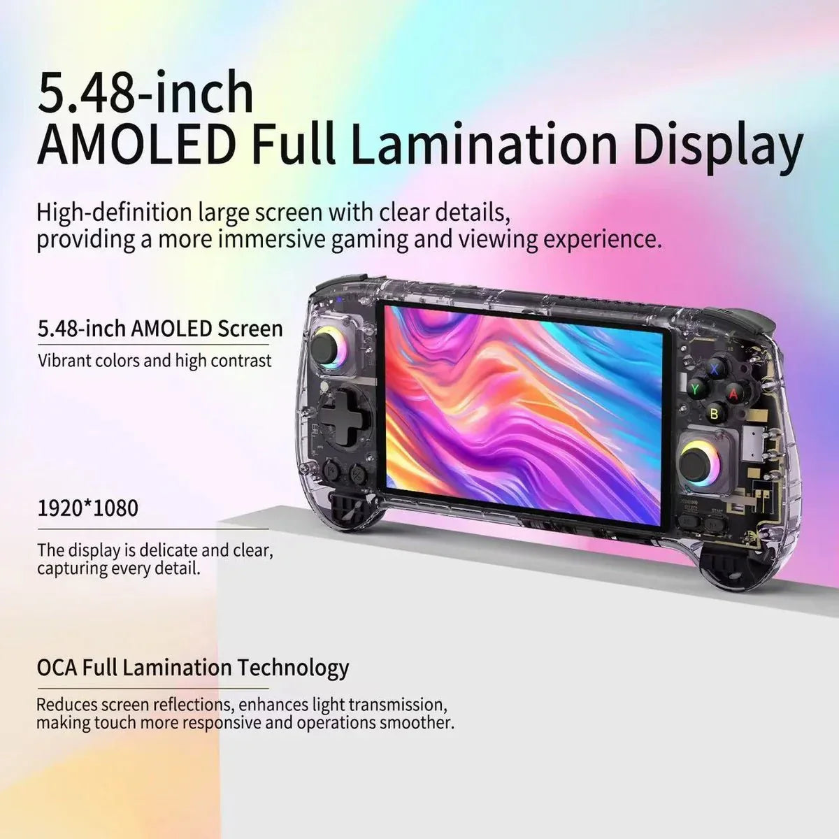 Handheld Game Console Anbernic RG557 with 5.48-Inch AMOLED, 1920x1080, OCA Full Lamination, 5500mAh Battery, Android 14