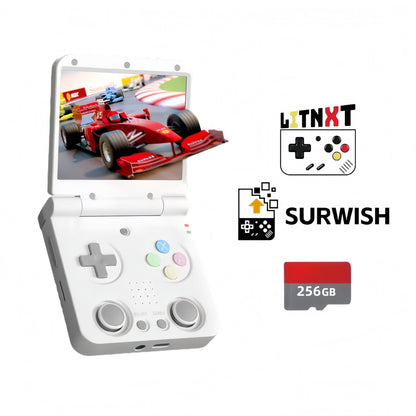 Handheld Game Console Miyoo Flip V2 Clamshell with 3.5-inch IPS, 128GB or 64GB stock-system card Options, 3000mAh Battery, HDMI
