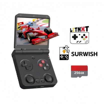 Handheld Game Console Miyoo Flip V2 Clamshell with 3.5-inch IPS, 128GB or 64GB stock-system card Options, 3000mAh Battery, HDMI