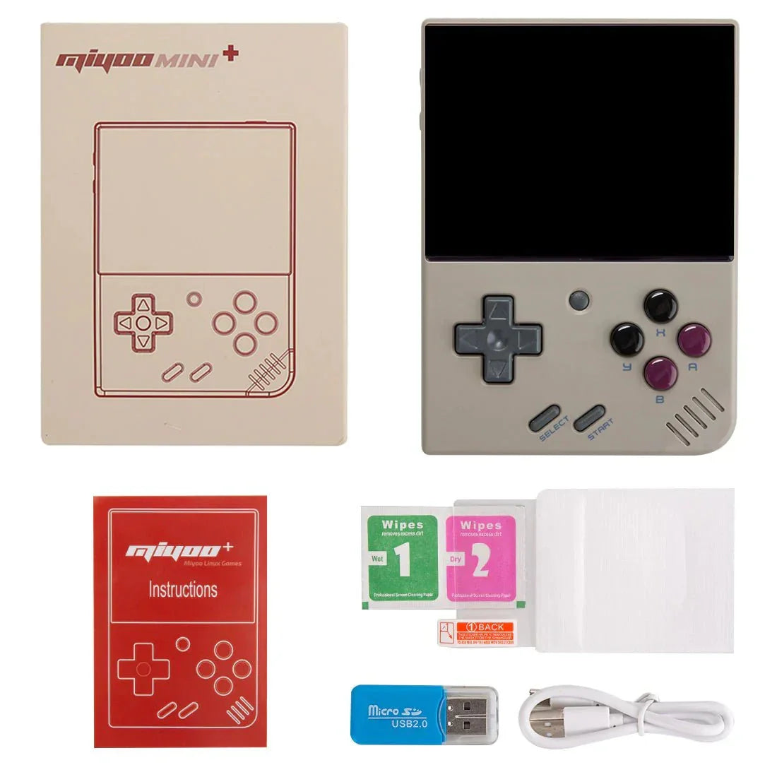 Handheld Game Console Miyoo Mini Plus with 3.5-inch IPS, 64GB stock-system card Options, 3000mAh Battery, Onion OS