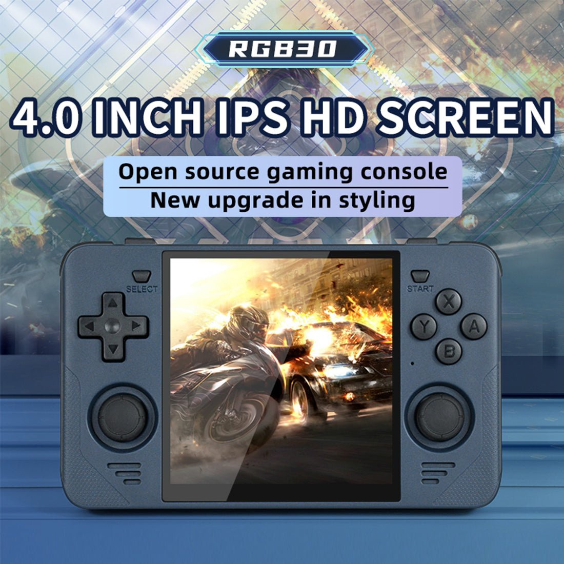 Handheld Game Console Powkiddy RGB30 with 4-Inch IPS OCA fully laminated, 720x720 (1:1 square), 16GB+64GB or 16GB+128GB Options