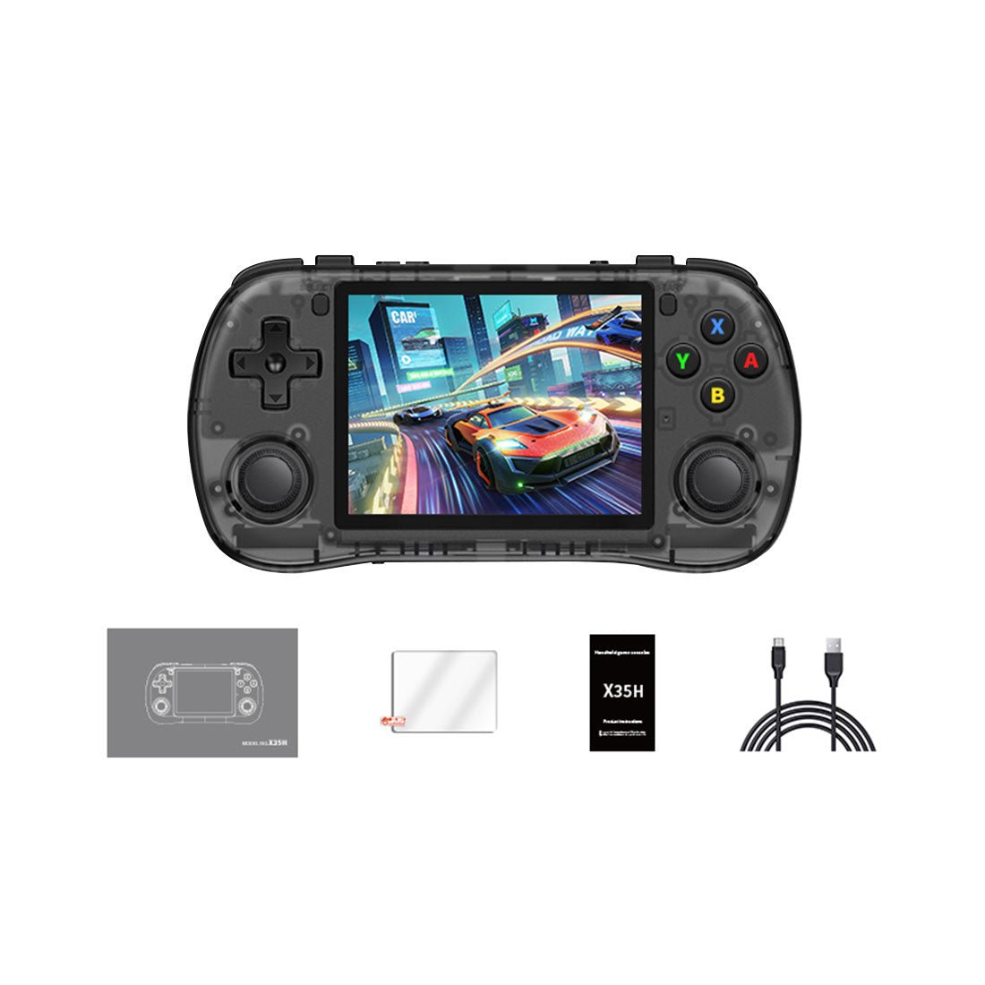 Handheld Game Console Powkiddy X35H with 3.5-Inch IPS full lamination, 640x480, 64GB or 128GB Options, 3000mAh Battery, Linux, HDMI