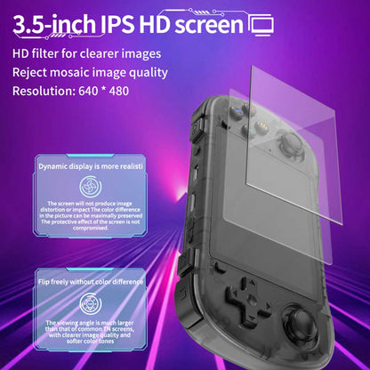Handheld Game Console Powkiddy X35H with 3.5-Inch IPS full lamination, 640x480, 64GB or 128GB Options, 3000mAh Battery, Linux, HDMI