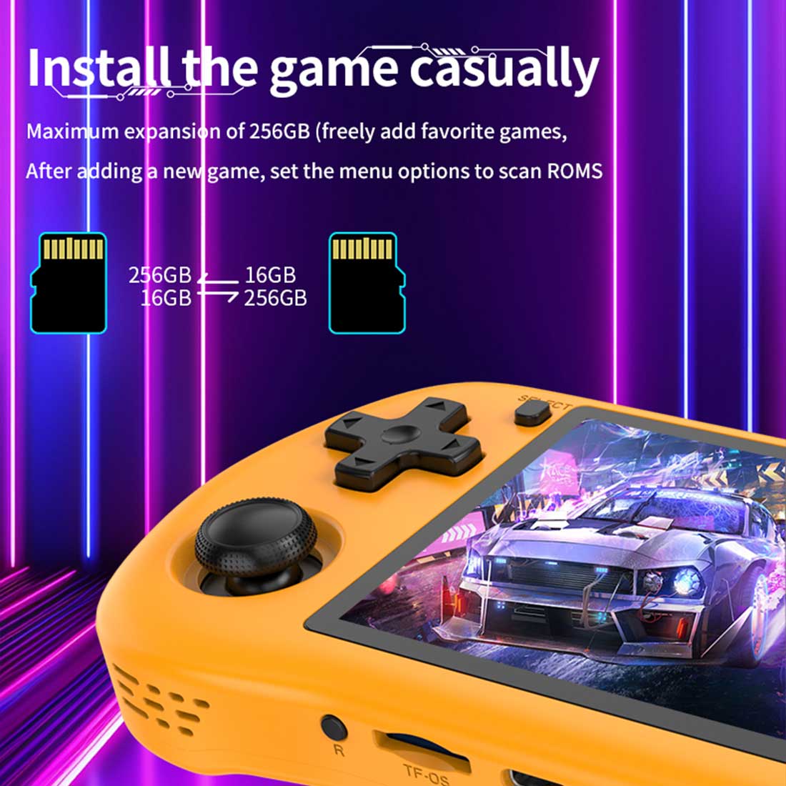 Handheld Game Console Powkiddy X35H with 3.5-Inch IPS full lamination, 640x480, 64GB or 128GB Options, 3000mAh Battery, Linux, HDMI