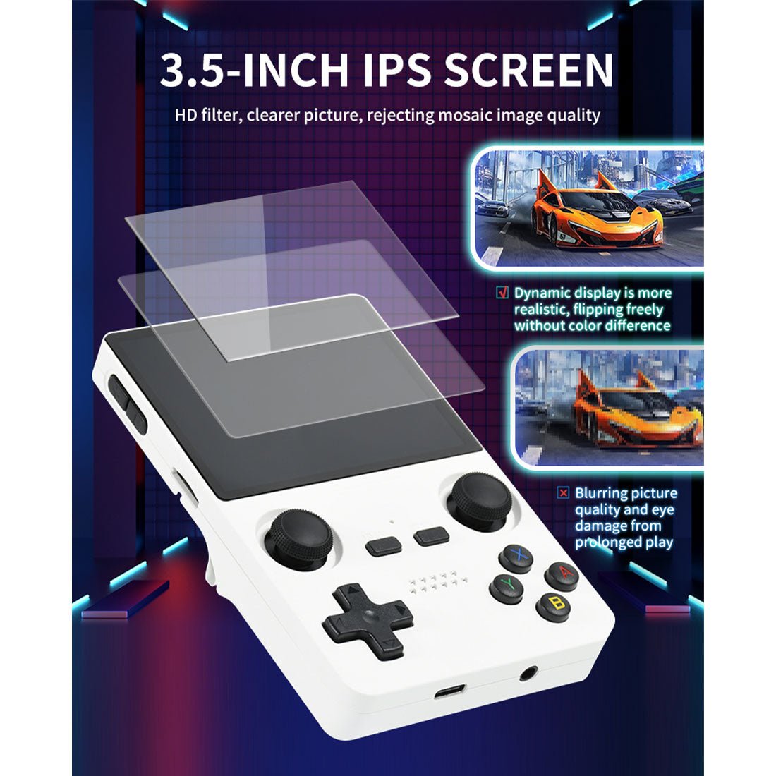 Powkiddy X35S Handheld Game Console – 3.5" IPS Full Lamination RK3566 8-Hour Battery Bluetooth HDMI Linux 15+ Emulators Compact Retro Gaming System