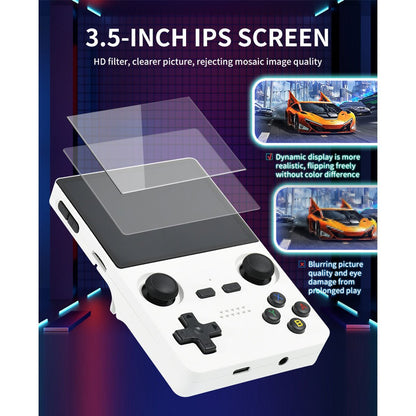 Powkiddy X35S Handheld Game Console – 3.5" IPS Full Lamination RK3566 8-Hour Battery Bluetooth HDMI Linux 15+ Emulators Compact Retro Gaming System