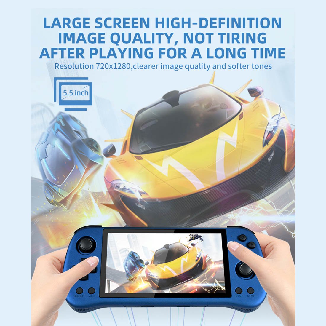 Handheld Game Console Powkiddy X55 with 5.5-Inch IPS RGB, 720x1280 resolution, 16GB+64GB or 16GB+128GB Options, 4000mAh Battery, Linux